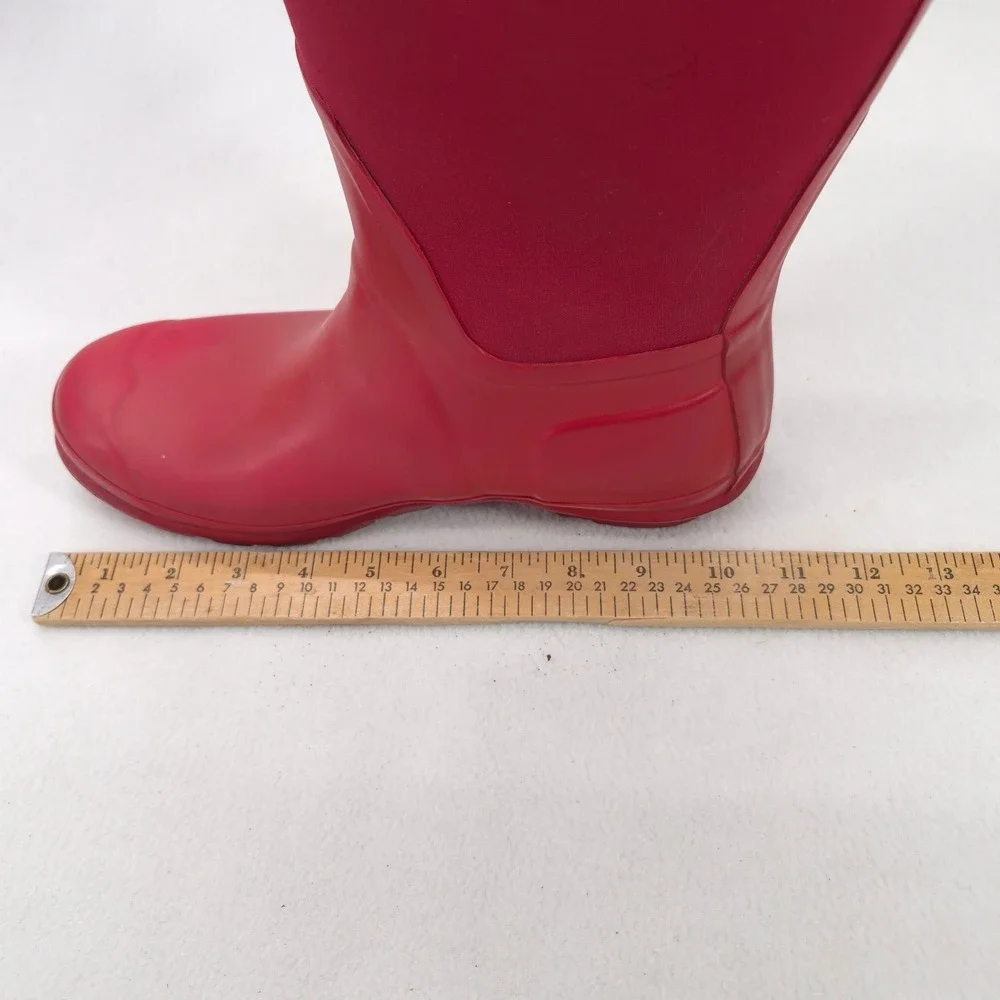 Hunter Arlen Red Rubber Neoprene Tall Rain Boot Women's Size 8